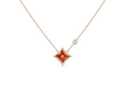 [Perla Lux]STAR NECKLACE PINK GOLD 1 DIAMOND