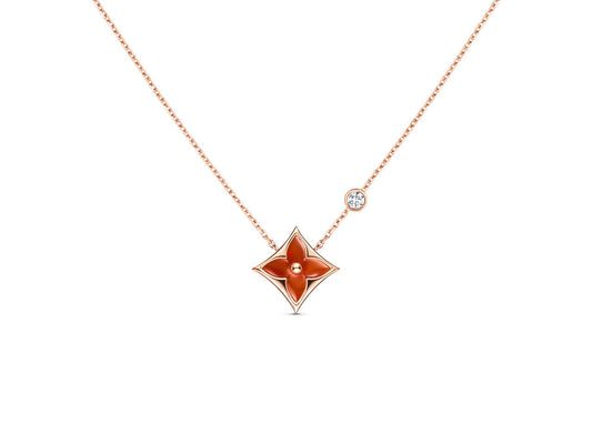 [Perla Lux]STAR NECKLACE PINK GOLD 1 DIAMOND