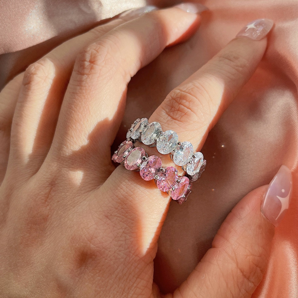 [Perla Lux]Dainty Elongated Cushion Cut Tennis Ring