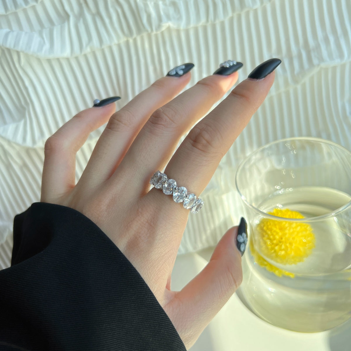 [Perla Lux]Dainty Elongated Cushion Cut Tennis Ring