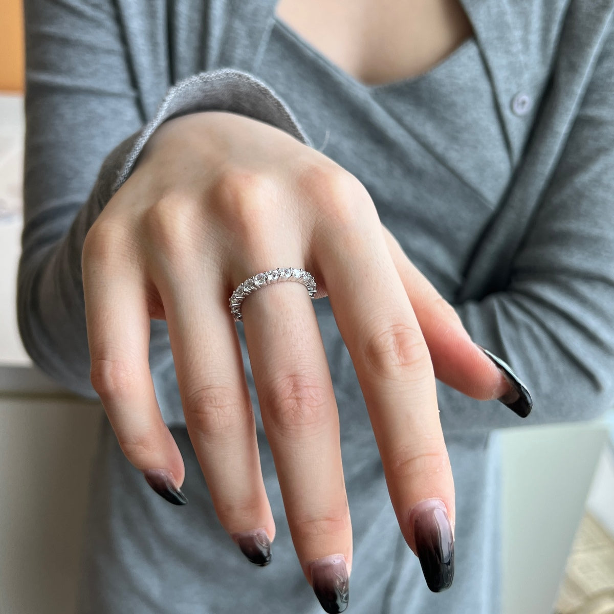 [Perla Lux]Sparkling Round Cut Tennis Ring