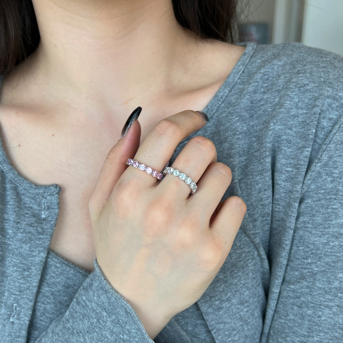 [Perla Lux]Eternity Round Cut Tennis Ring