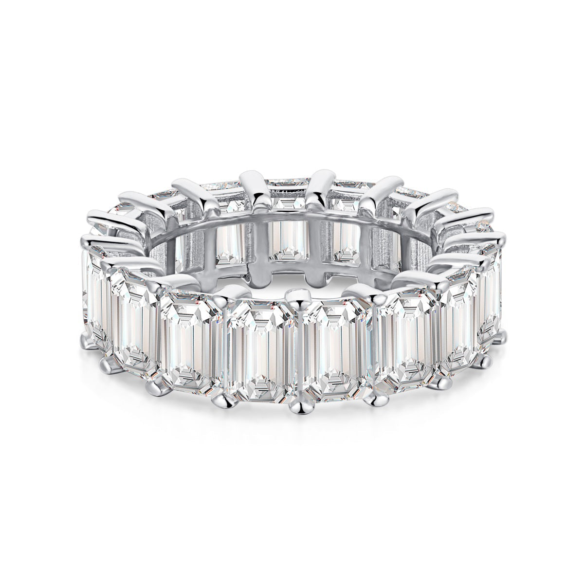 [Perla Lux]0.75 Carat Elegant Emerald Cut Tennis Ring