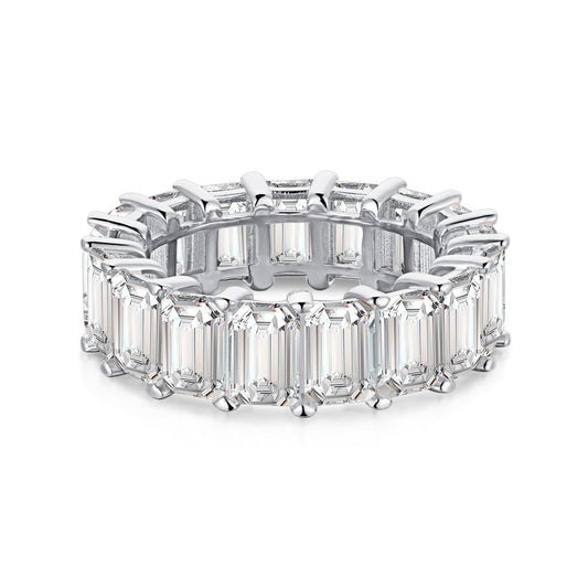 [Perla Lux]0.75 Carat Elegant Emerald Cut Tennis Ring