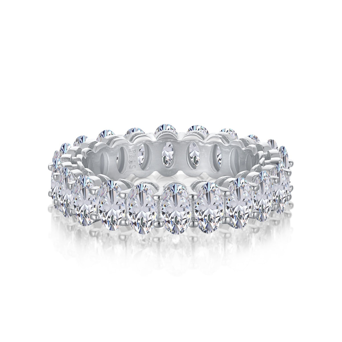 [Perla Lux]Ornate Oval Cut Tennis Ring