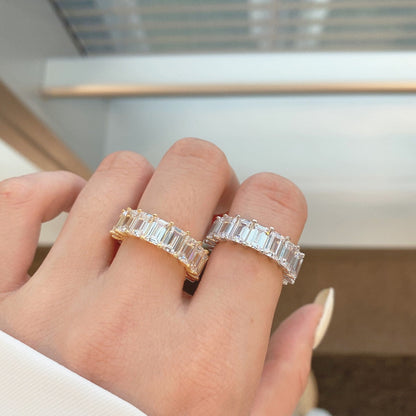 [Perla Lux]0.75 Carat Elegant Emerald Cut Tennis Ring