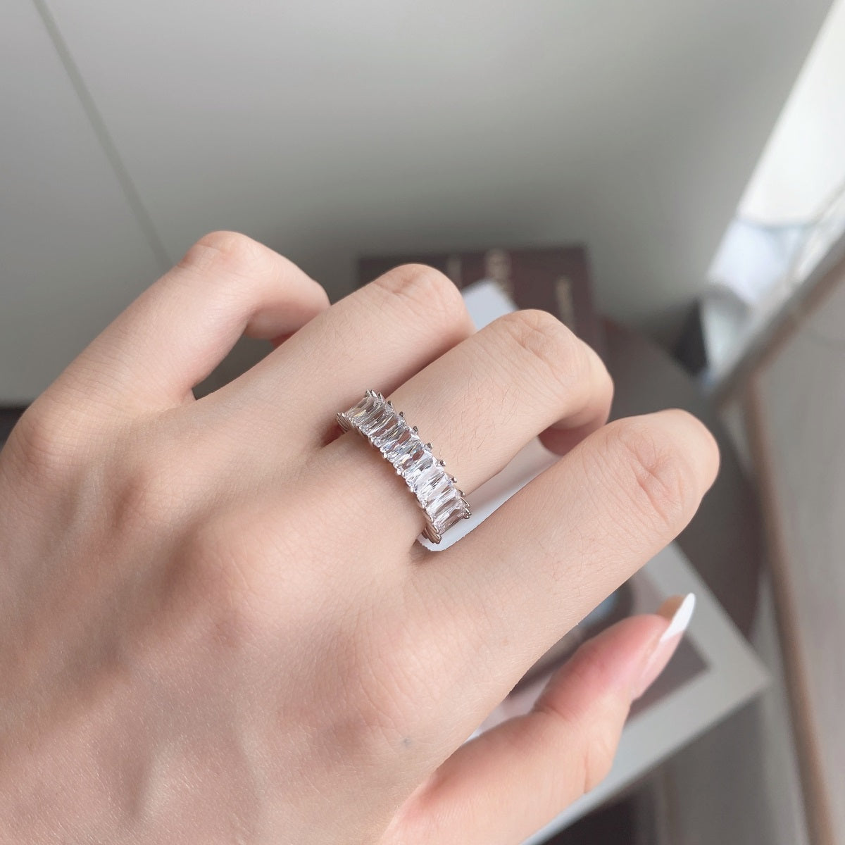 [Perla Lux]Unique Colorful Radiant Cut RIng