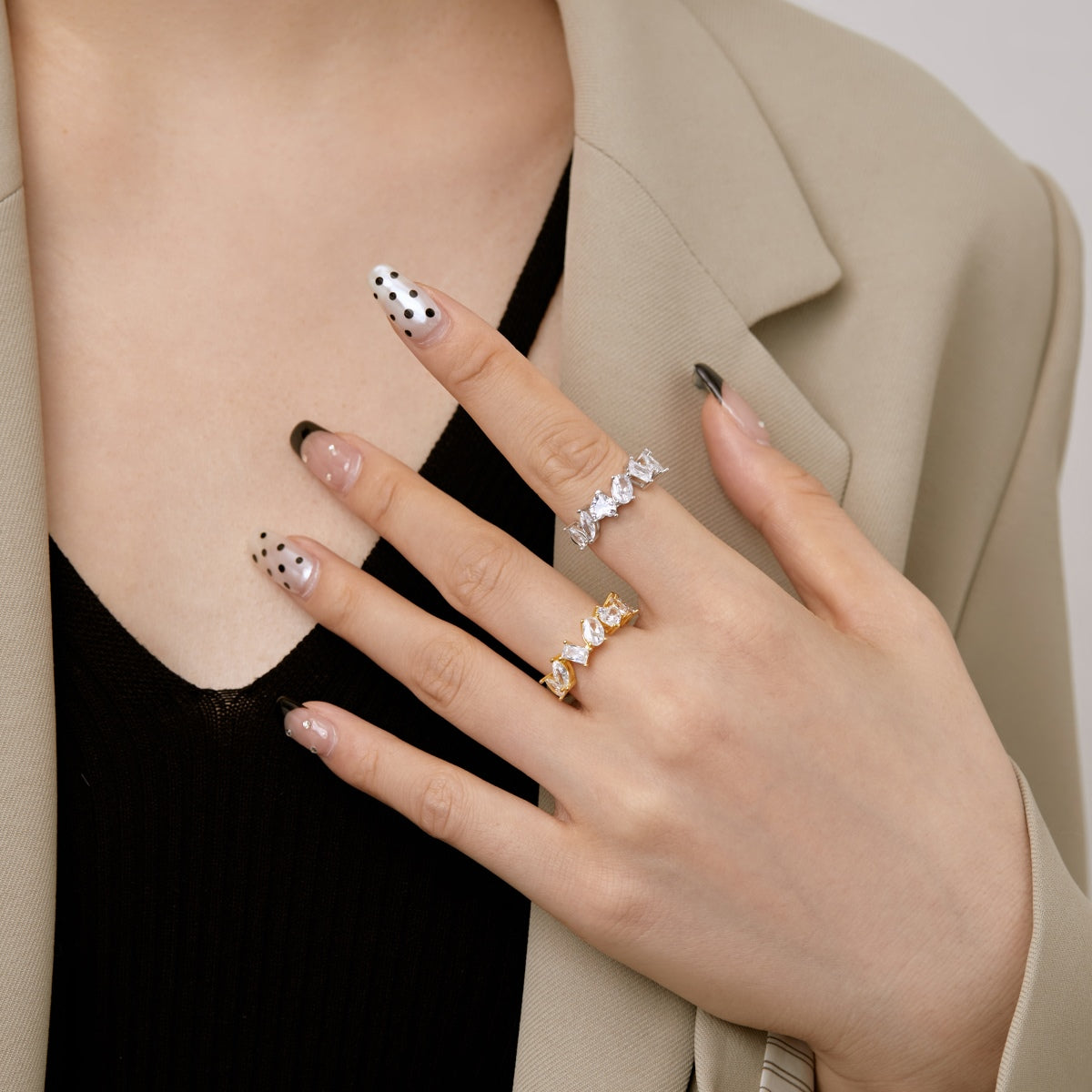 [Perla Lux]Delicate Multi Cut Ring