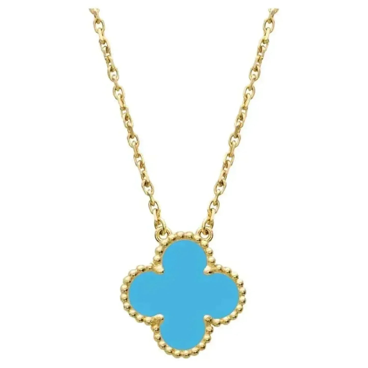 [Perla Lux]CLOVER 15MM VINTAGE TURQUOISE NECKLACE