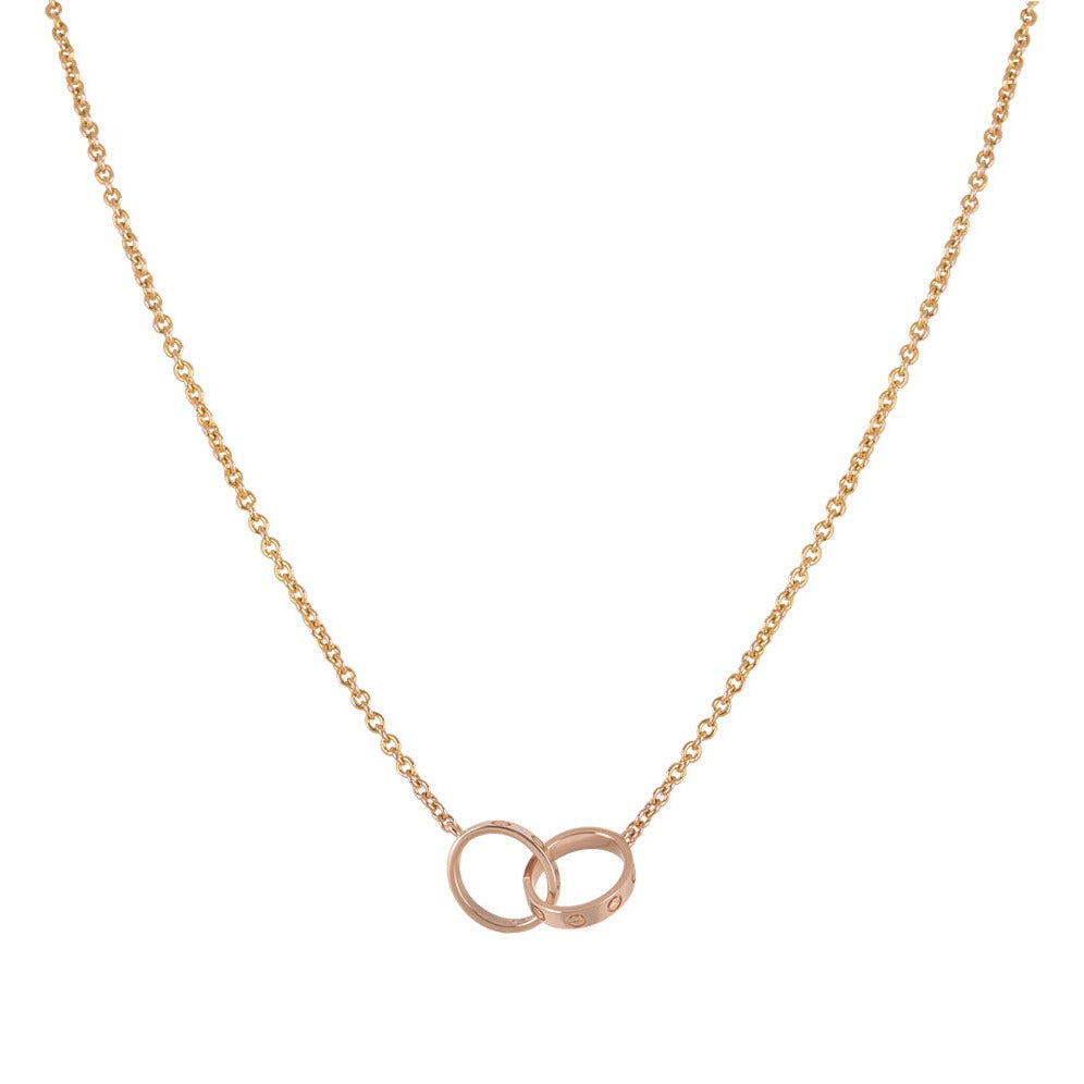 [Perla Lux]LOVE NECKLACE DOUBLE RING PINK GOLD