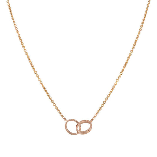 [Perla Lux]LOVE NECKLACE DOUBLE RING PINK GOLD
