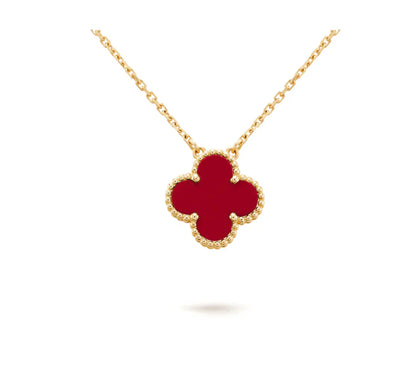 [Perla Lux]CLOVER 15MM CARNELIAN SINGLE FLOWER NECKLACE