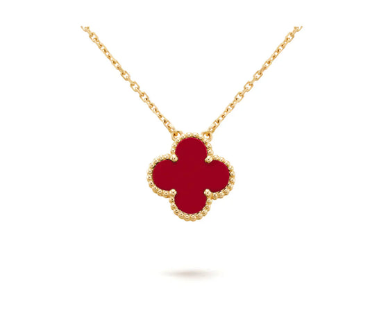 [Perla Lux]CLOVER 15MM CARNELIAN SINGLE FLOWER NECKLACE