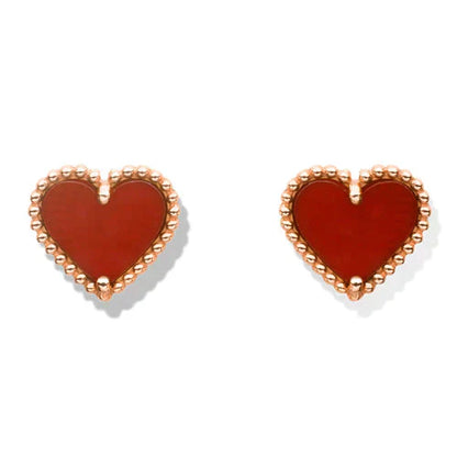 [Perla Lux]HEART CARNELIAN STUD EARRINGS