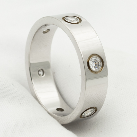 [Perla Lux]LOVE RING 5.5MM 6 DIAMONDS SILVER