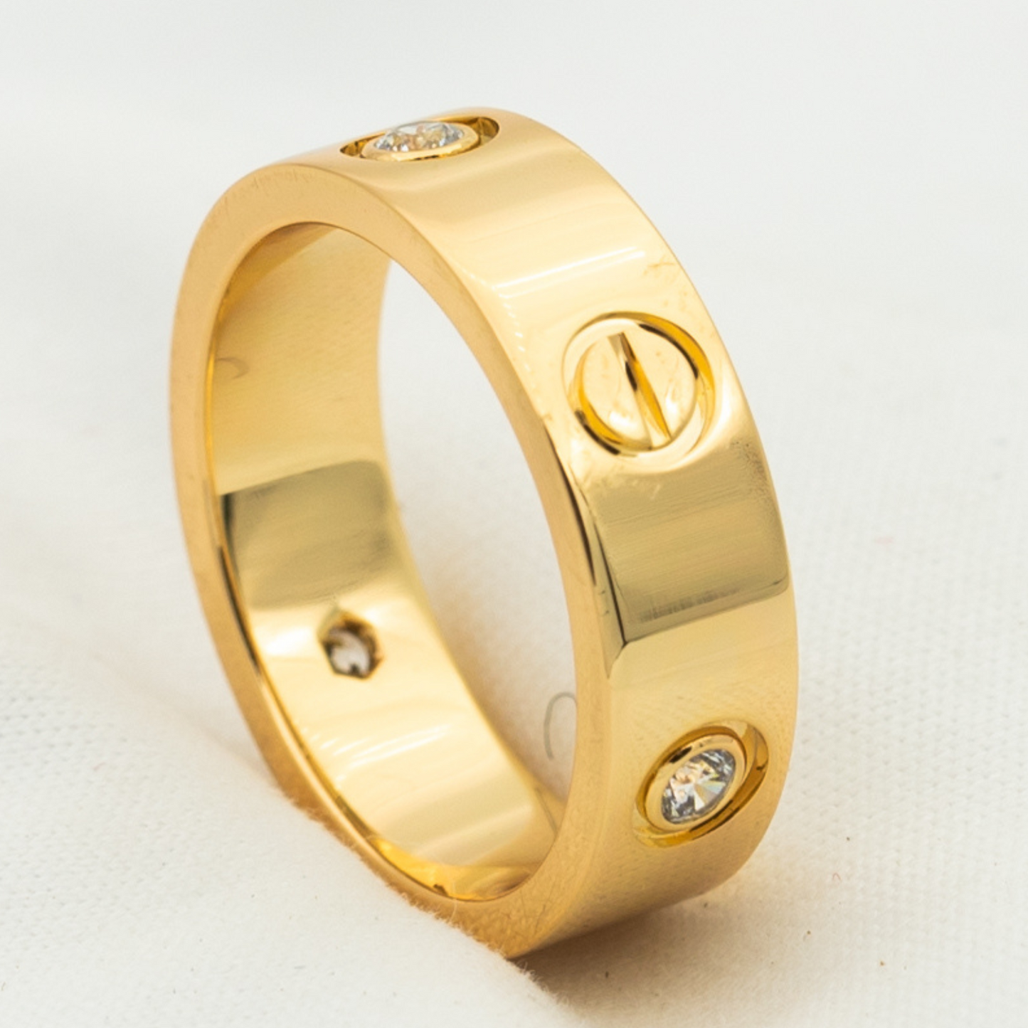 [Perla Lux]LOVE RING 5.5MM 3 DIAMONDS PINK GOLD