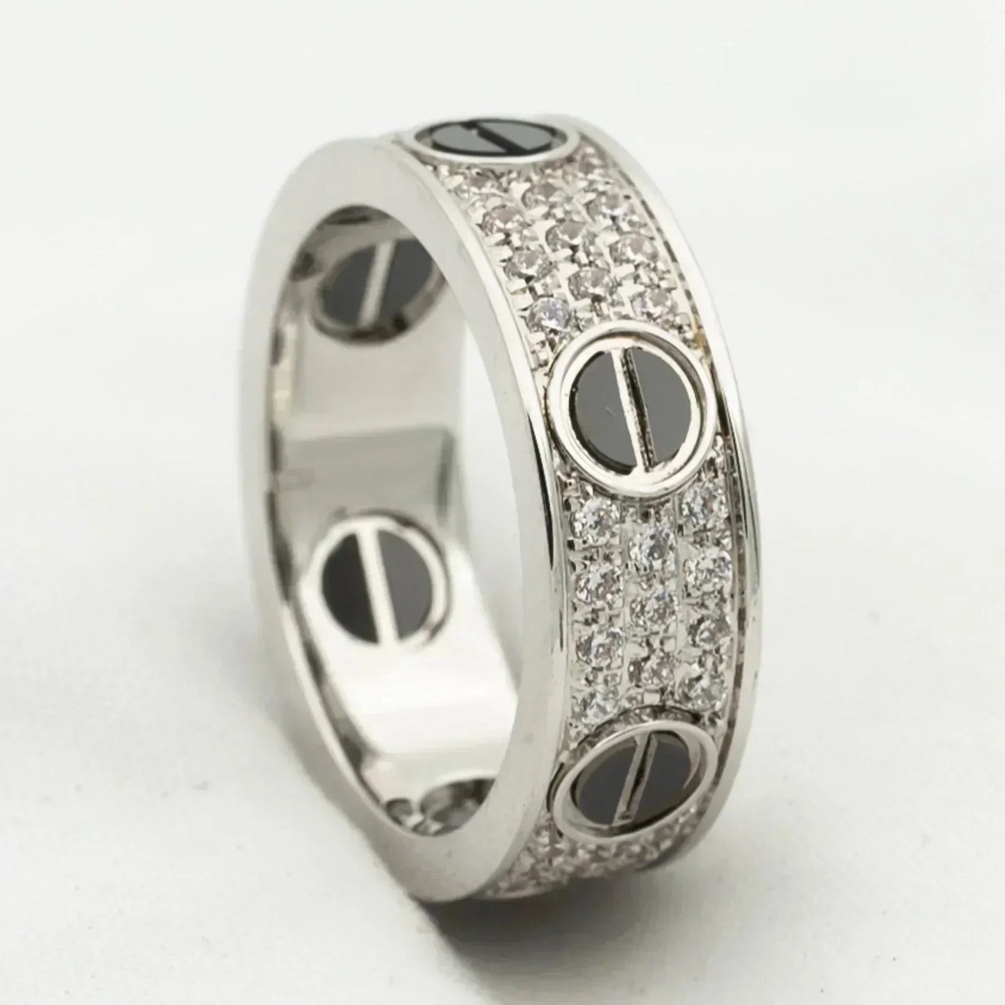 [Perla Lux]LOVE RING 5.5MM DIAMONDS PAVED CERAMIC