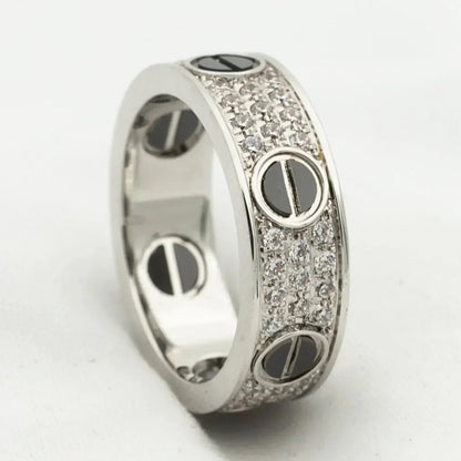 [Perla Lux]LOVE RING 5.5MM DIAMONDS PAVED CERAMIC