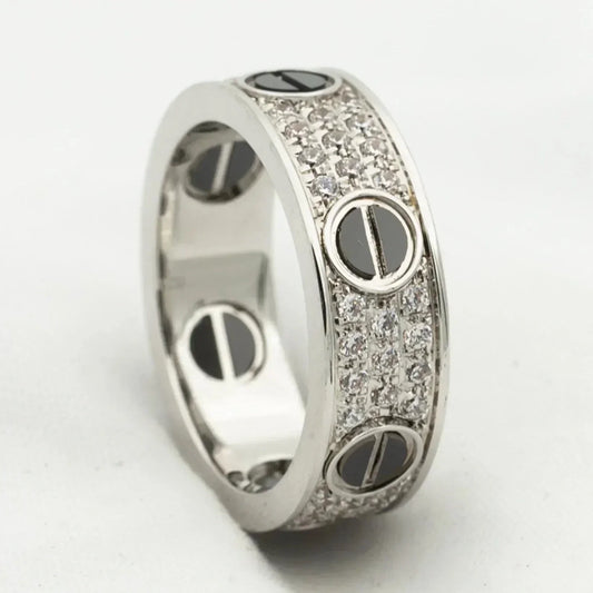 [Perla Lux]LOVE RING 5.5MM DIAMONDS PAVED CERAMIC