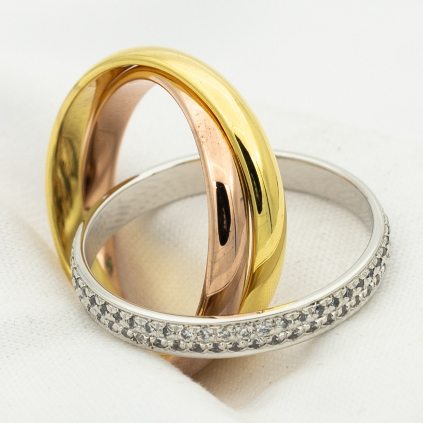 [Perla Lux]TRINITY RING GOLD PINK GOLD SILVER DIAMONDS
