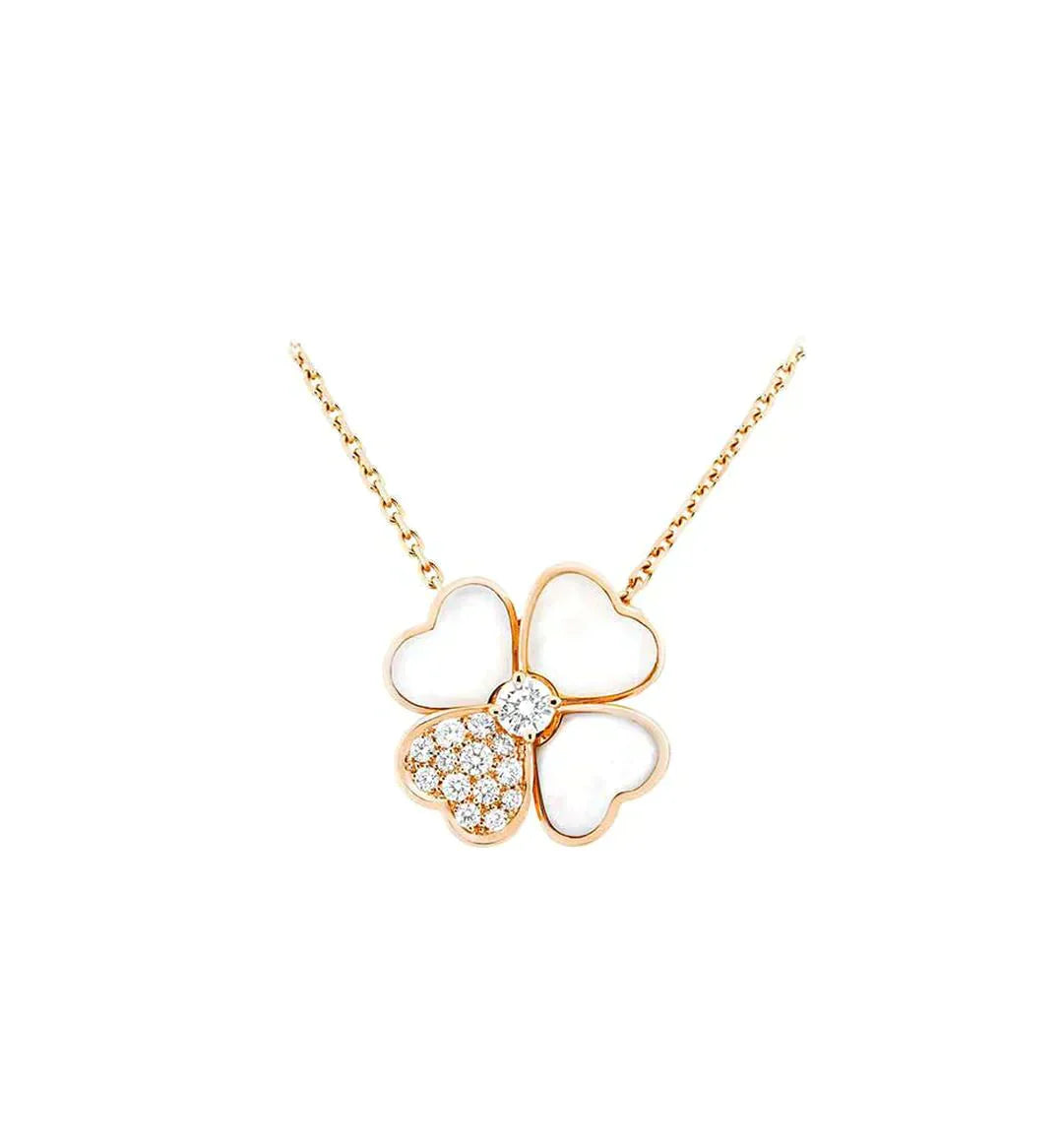 [Perla Lux]CLOVER MOP DIAMOND ROSE GOLD NECKLACE