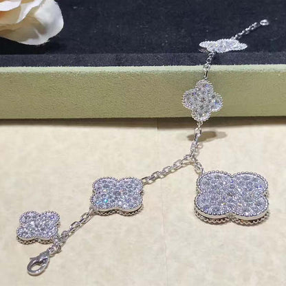 [Perla Lux]CLOVER 6 MOTIFS SILVER DIAMOND BRACELET