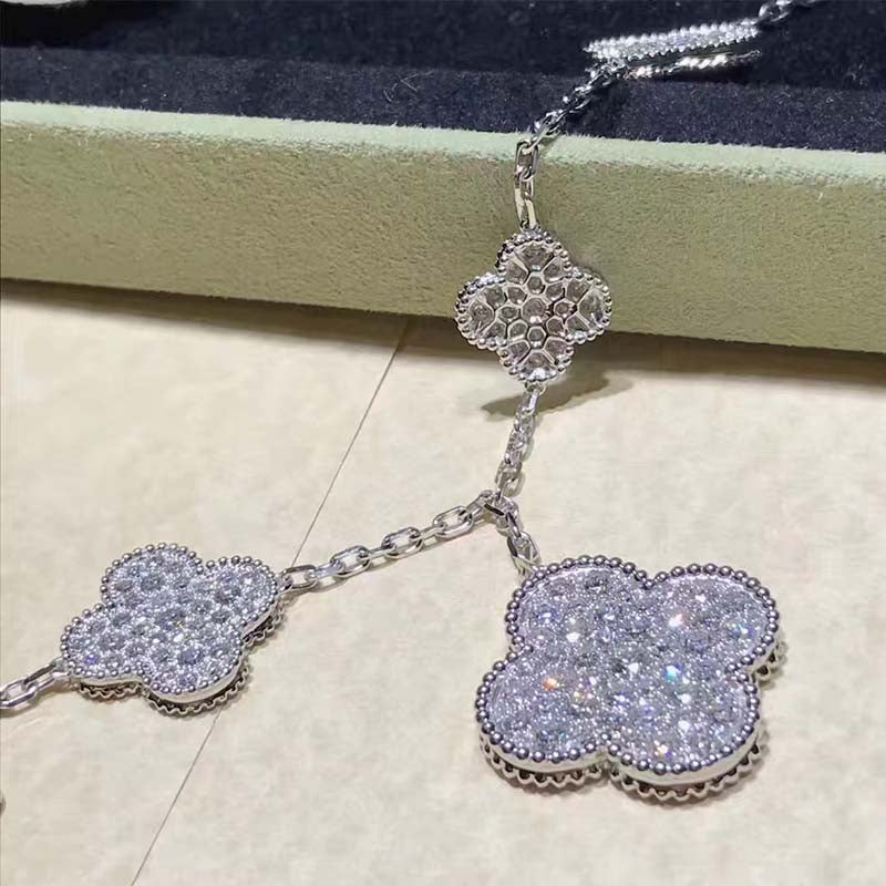 [Perla Lux]CLOVER 6 MOTIFS SILVER DIAMOND BRACELET