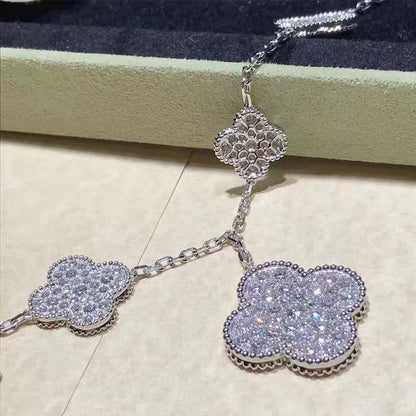 [Perla Lux]CLOVER 6 MOTIFS SILVER DIAMOND BRACELET