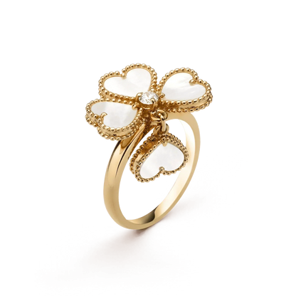 [Perla Lux]SWEET CLOVER WHITE MOP RING