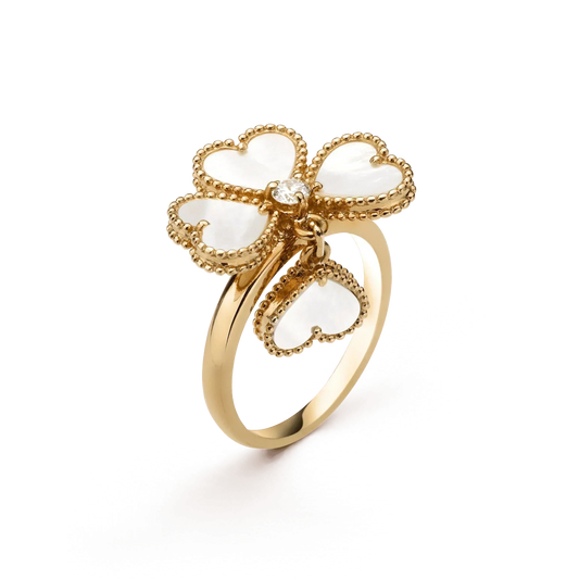 [Perla Lux]SWEET CLOVER WHITE MOP RING