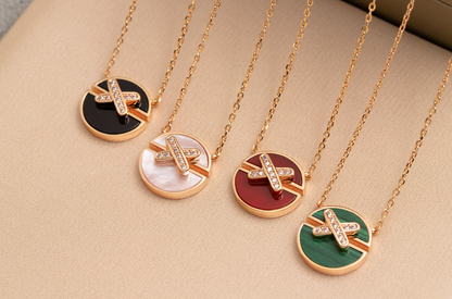 [Perla Lux]JEUX DE PINK GOLD DIAMOND NECKLACE