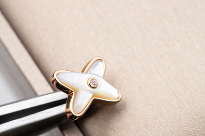 [Perla Lux]JEUX DE WHITE MOP PINK GOLD DIAMOND EARRINGS