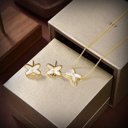 [Perla Lux]JEUX DE WHITE MOP GOLD DIAMOND EARRINGS