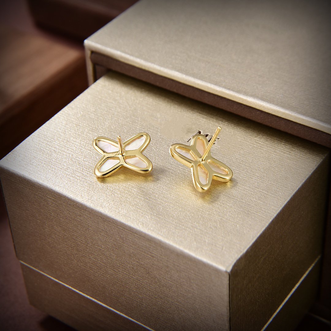 [Perla Lux]JEUX DE WHITE MOP GOLD DIAMOND EARRINGS