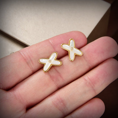 [Perla Lux]JEUX DE WHITE MOP GOLD DIAMOND EARRINGS