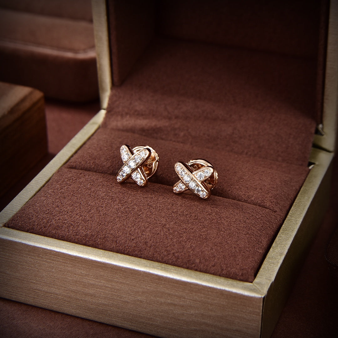 [Perla Lux]JEUX DE GOLD DIAMOND EARRINGS
