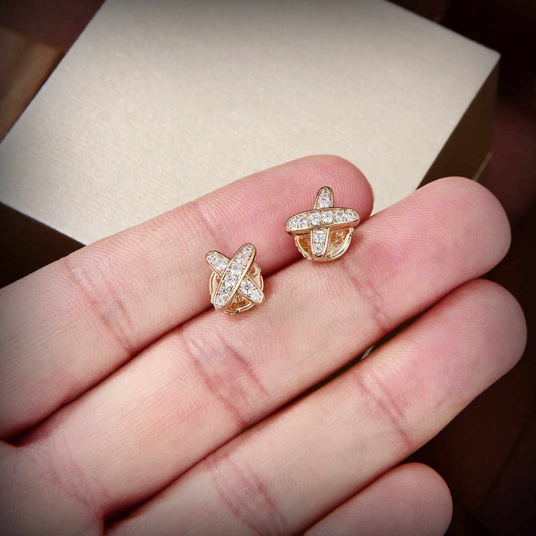 [Perla Lux]JEUX DE GOLD DIAMOND EARRINGS