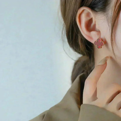 [Perla Lux]CLOVER MEDIUM 1 MOTIFS CARNELIAN  EARRINGS
