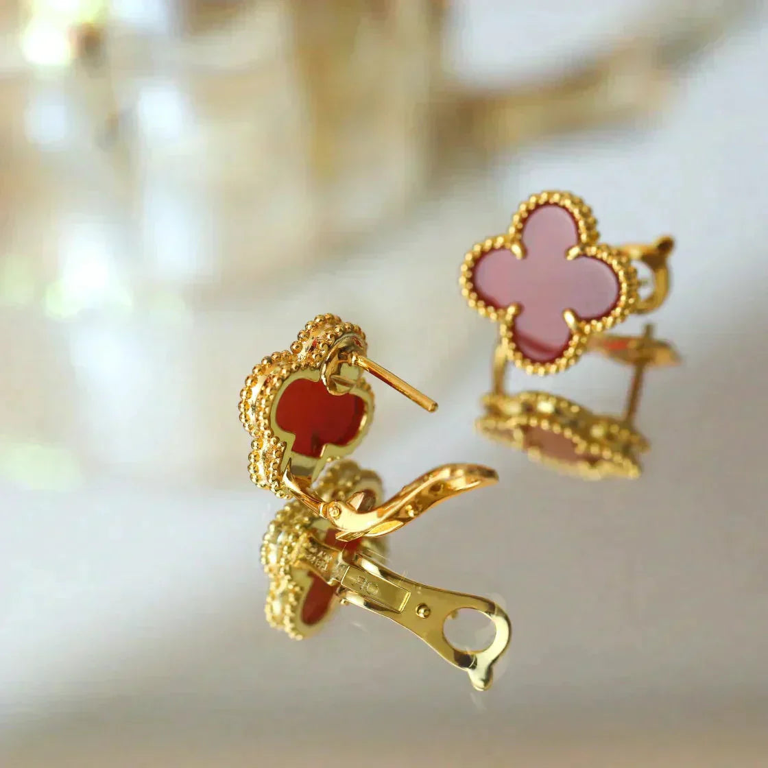 [Perla Lux]CLOVER MEDIUM 1 MOTIFS CARNELIAN  EARRINGS