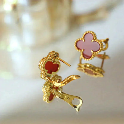 [Perla Lux]CLOVER MEDIUM 1 MOTIFS CARNELIAN  EARRINGS