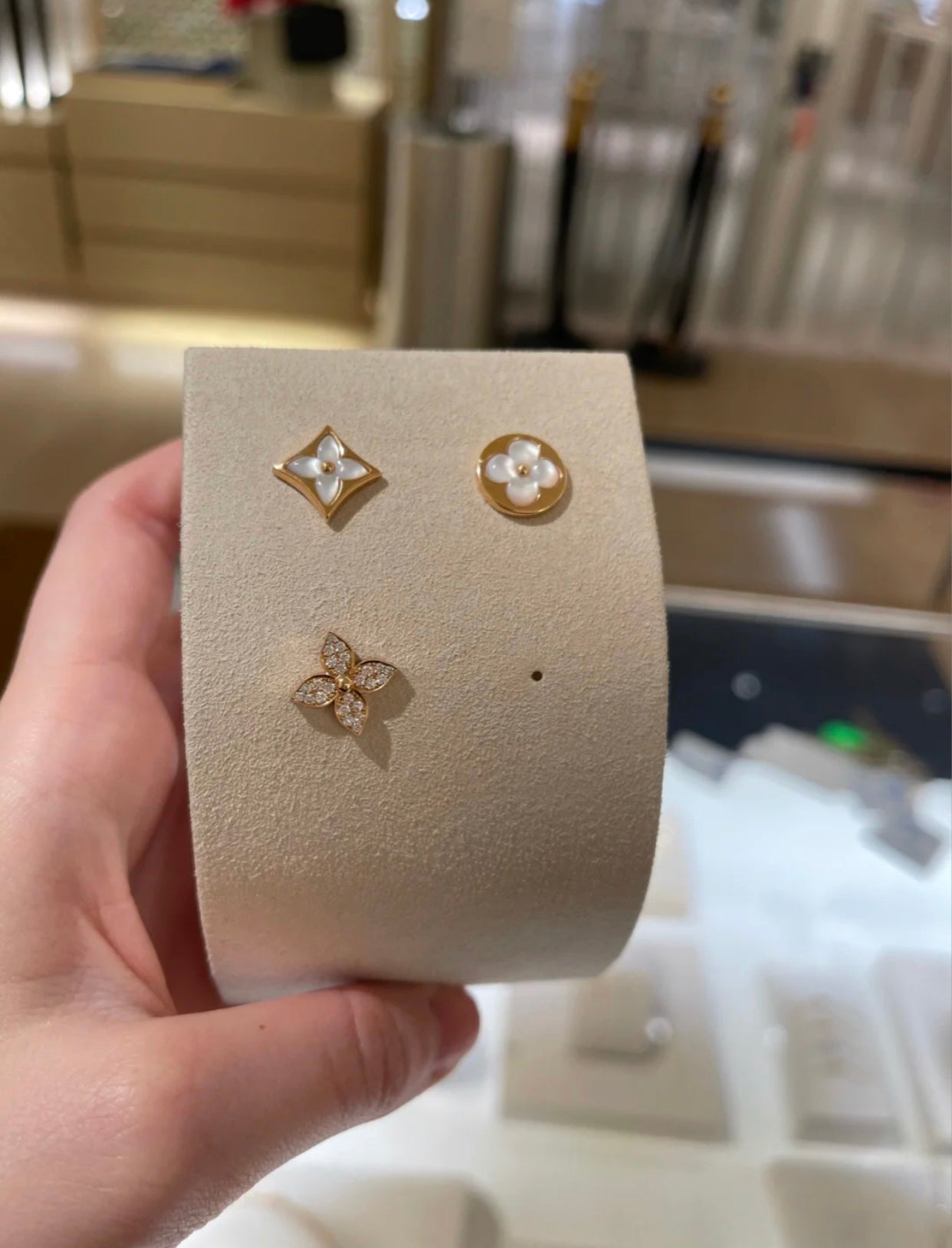 [Perla Lux]STAR BLOSSOM STUD EARRINGS PINK GOLD DIAMONDS