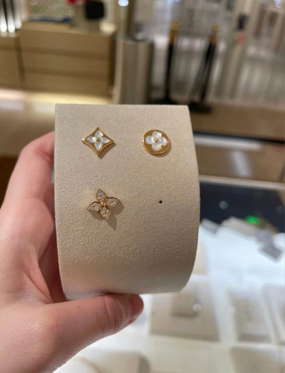 [Perla Lux]STAR BLOSSOM STUD EARRINGS PINK GOLD DIAMONDS