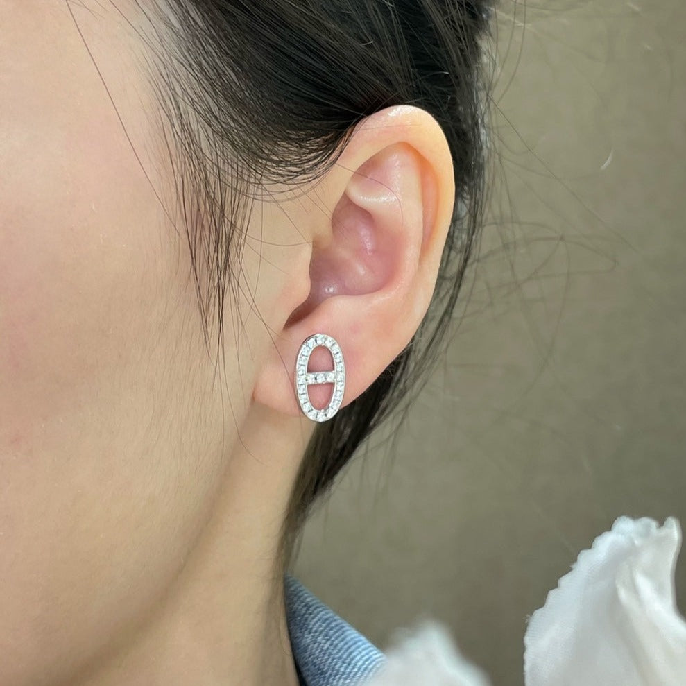[Perla Lux]HM FULL DIAMOND PIG NOSE STUD EARRINGS
