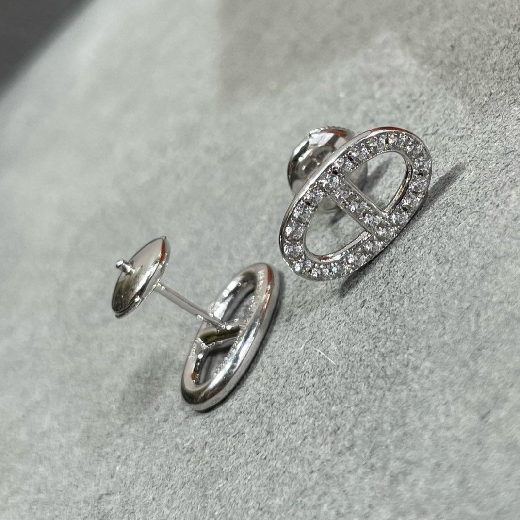 [Perla Lux]HM FULL DIAMOND PIG NOSE STUD EARRINGS