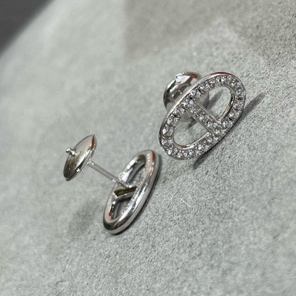 [Perla Lux]HM FULL DIAMOND PIG NOSE STUD EARRINGS