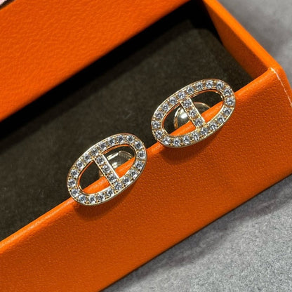 [Perla Lux]HM FULL DIAMOND PIG NOSE STUD EARRINGS