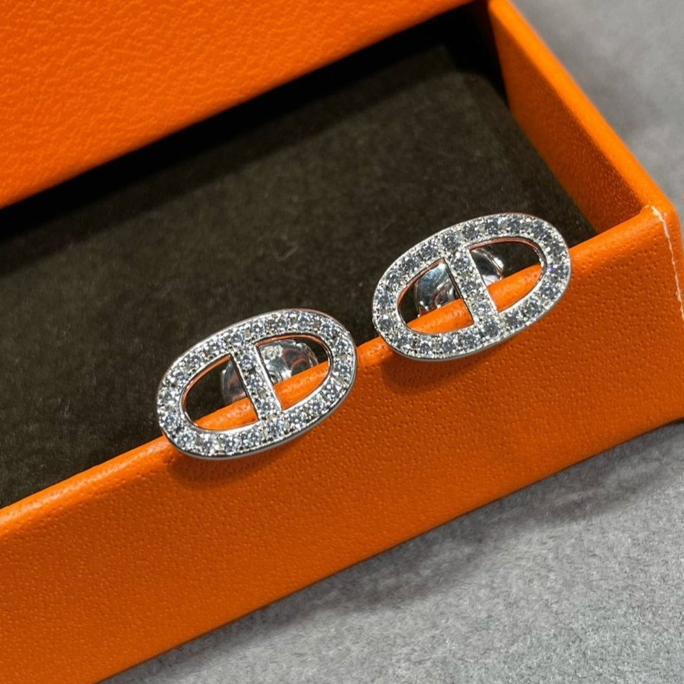 [Perla Lux]HM FULL DIAMOND PIG NOSE STUD EARRINGS