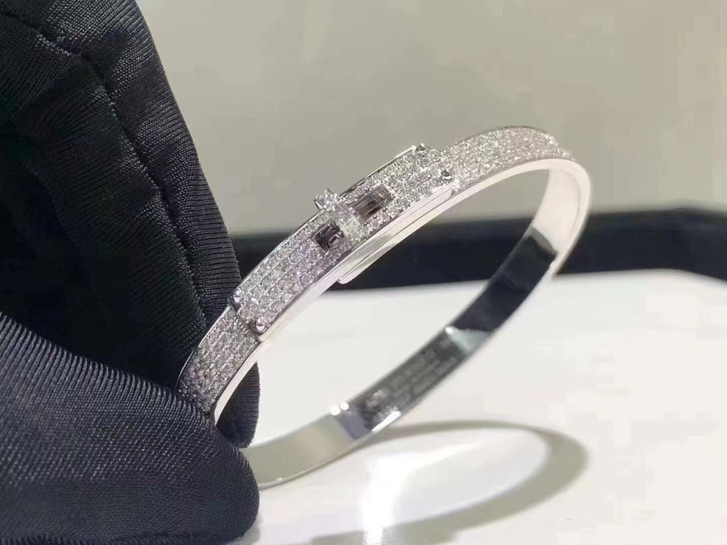 [Perla Lux]HM KELLY BRACELET IN SILVER AND FULL PAVE DIAMOND