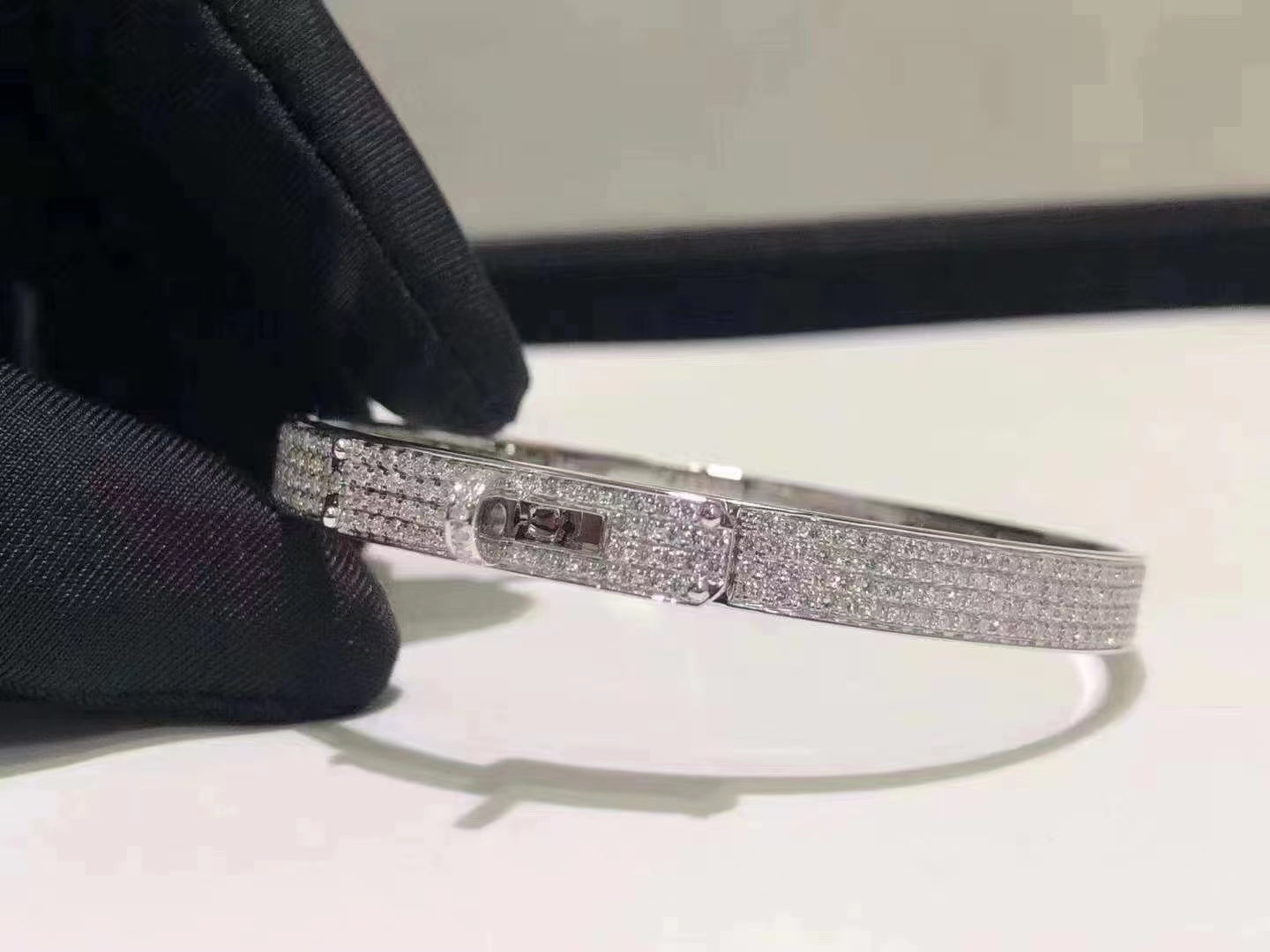 [Perla Lux]HM KELLY BRACELET IN SILVER AND FULL PAVE DIAMOND