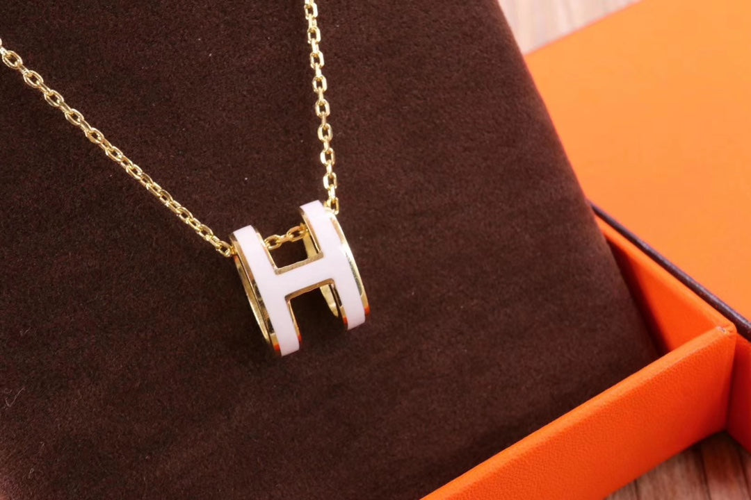 [Perla Lux]HM CLIC YELLOW ENAMEL GOLD NECKLACE